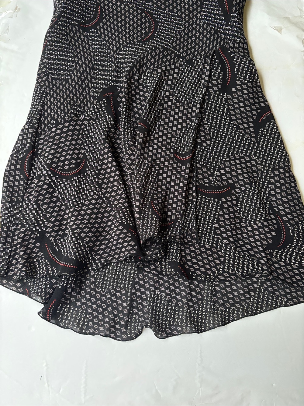 Vintage 90’s Asymmetrical Bias Maxi Printed Dress Betsey Johnson Y2K 14 Long Hot - Picture 12 of 17